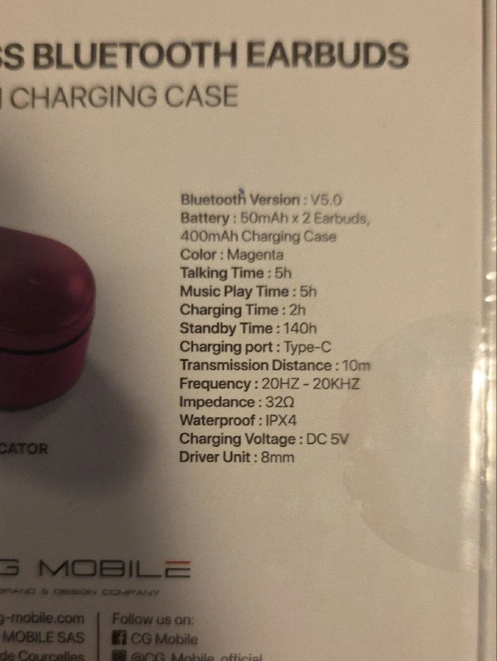GUESS True Wireless Bluetooth Earbuds in Pink and Black with Charging Case